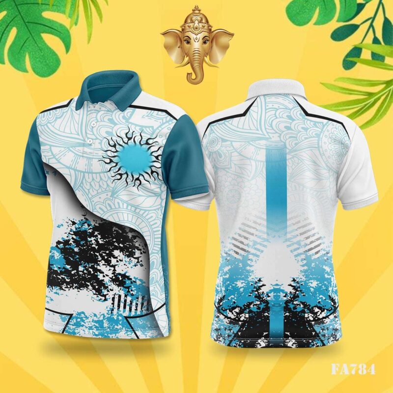 Turquoise & White Grunge Mandala Festival Jersey Design