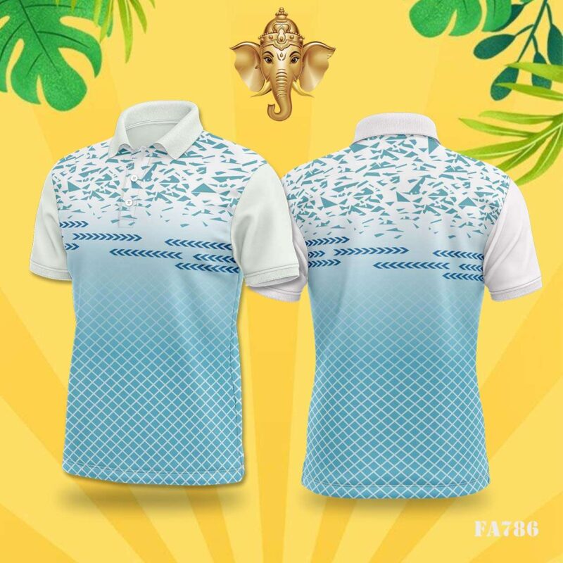 Blue & White Abstract Geometric Festival Jersey Design