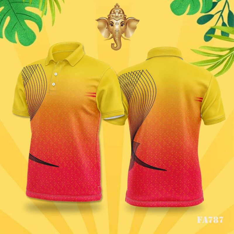 Yellow & Red Gradient Dotted Festival Jersey Design