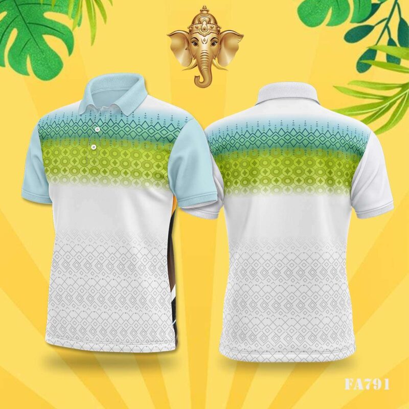 Green & Blue Geometric Tribal Festival Jersey Design