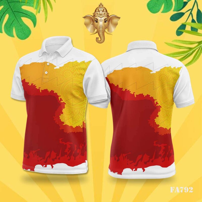 Red & Yellow Abstract Mandala Festival Jersey Design