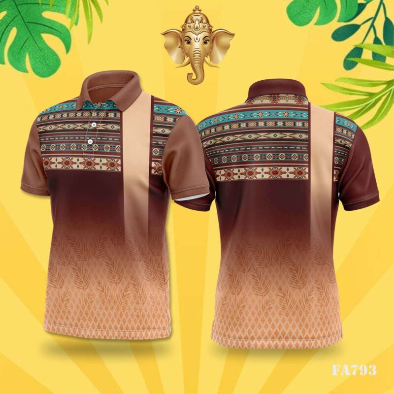 Burgundy & Orange Tribal Leaf Festival Jersey Design