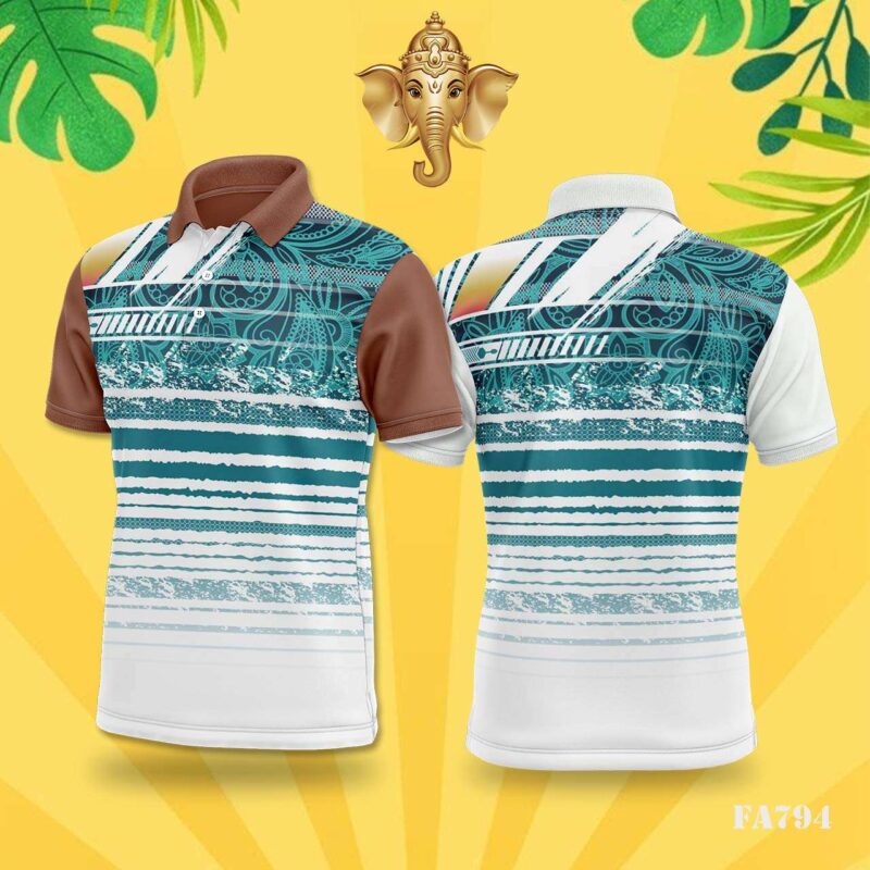 Teal & White Striped Grunge Festival Jersey Design