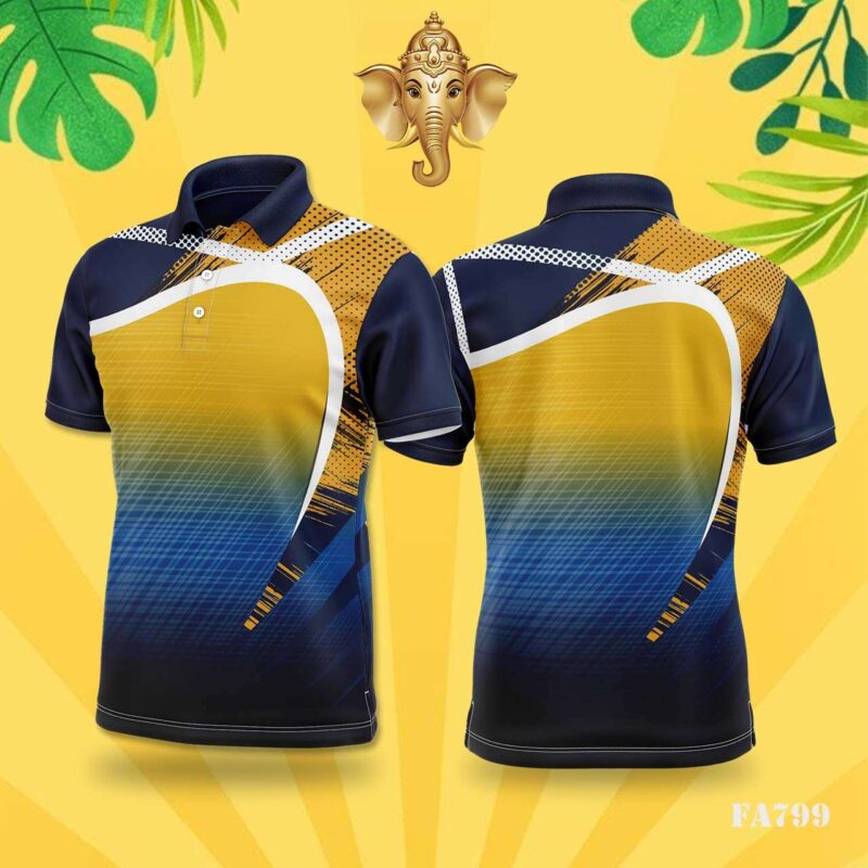 Blue & Yellow Grunge Halftone Festival Jersey Design