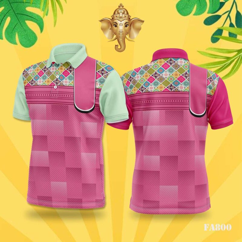 Pink & Multicolor Geometric Abstract Festival Jersey Design